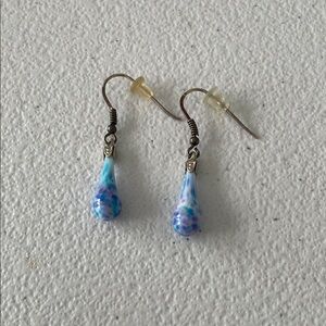 Elegant Blue Purple White Teardrop Earrings